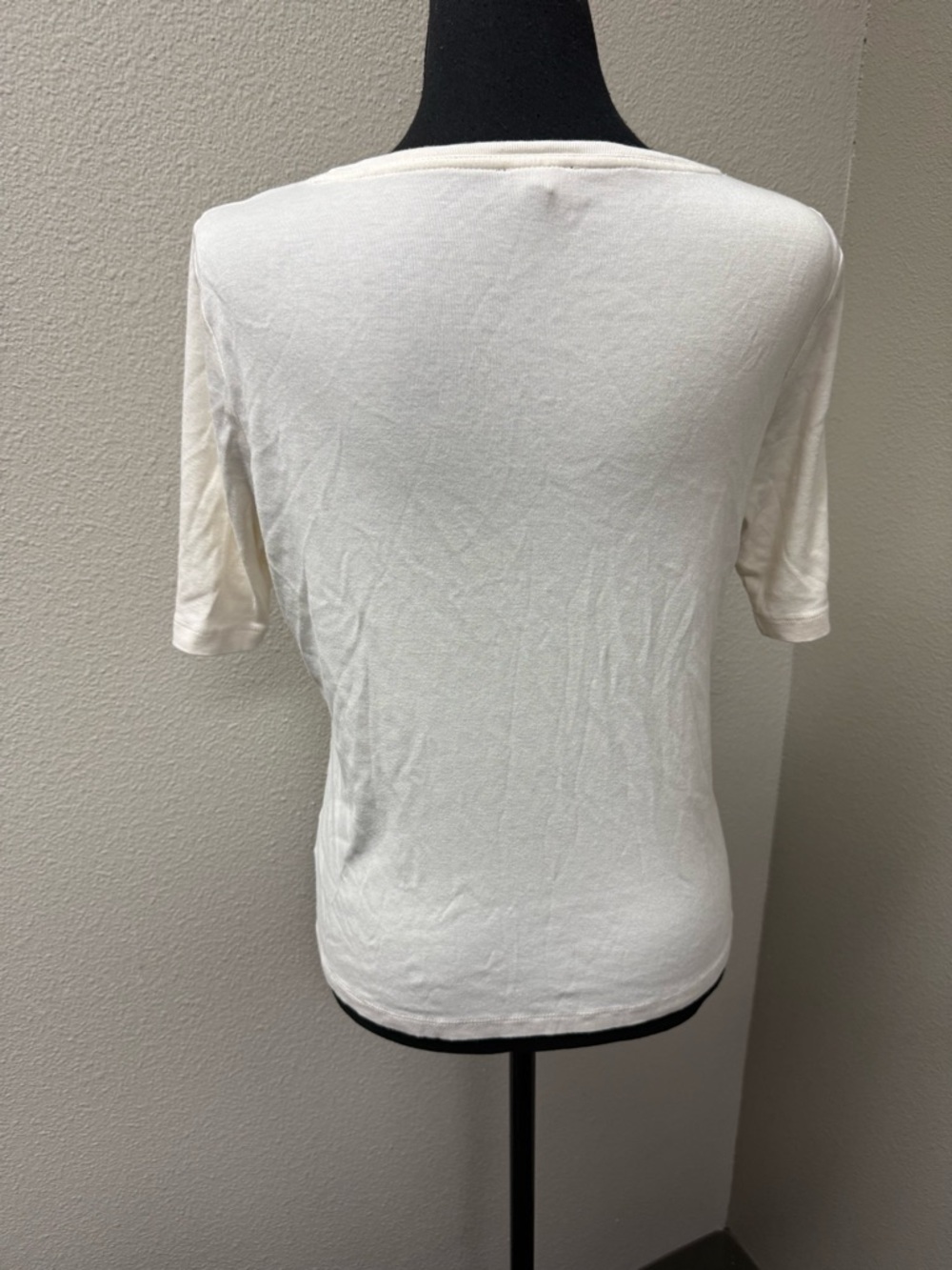 Talbots Petite Large Cream Floral Applique Tee Short Sleeve Knit Top - Picture 5 of 9